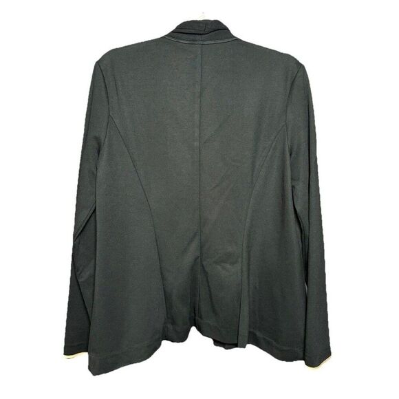 H Halston Open Front Blazer Jacket Women’s Size Medium Black Ivory Trim Office - Picture 3 of 10